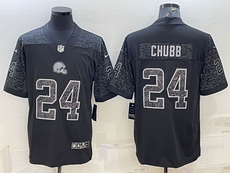 Men Cleveland Browns 24 Chubb Black Reflector 2022 Nike Limited NFL Jersey
